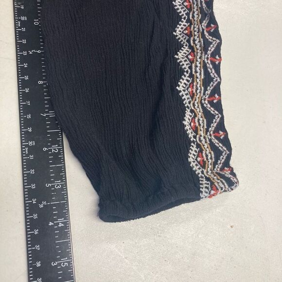 Old Navy Women’s Long Sleeves Embroidered Boho Tassel Neck Dress Black Large - Picture 10 of 11